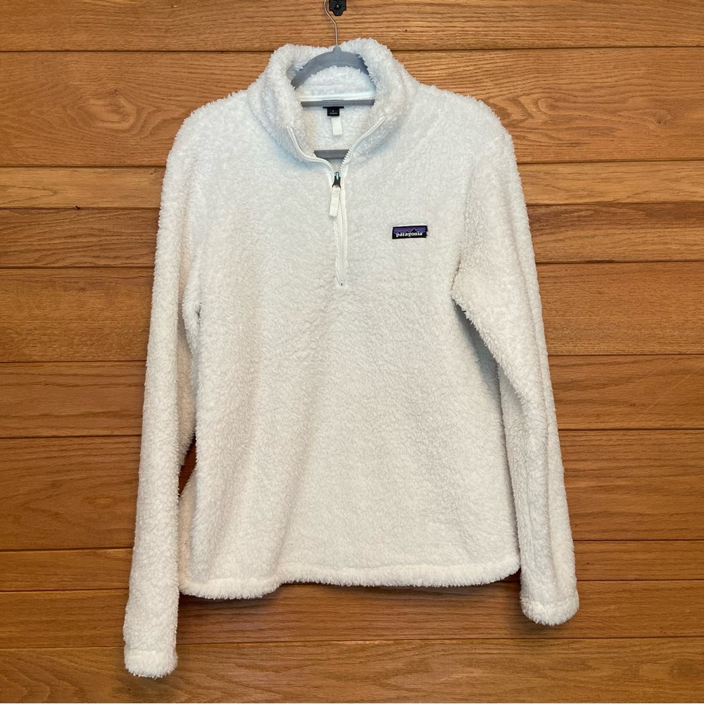 Patagonia Lost Gatos 1/4 zip white fleece pullover